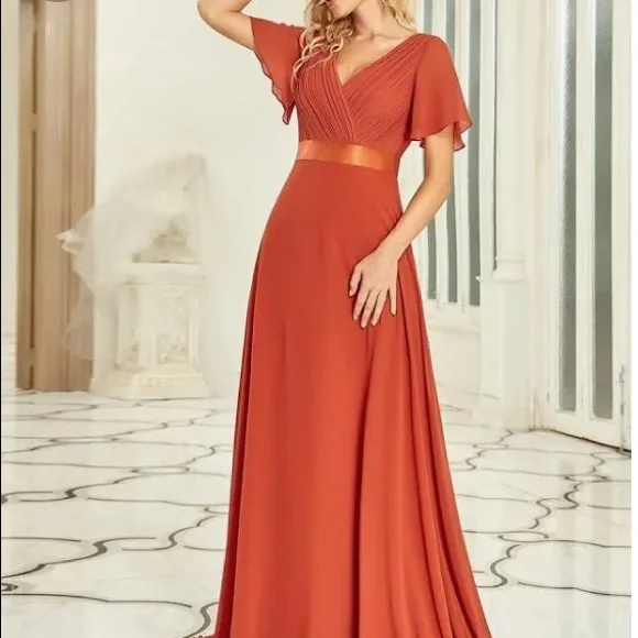 Ever Pretty | Dresses | Ever Pretty Flutter Sleeves Empire Waist Chiffon  Eveningbridesmaids Dress Nwt